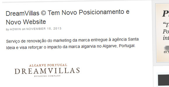 DreamVillas no Press Release Portugal